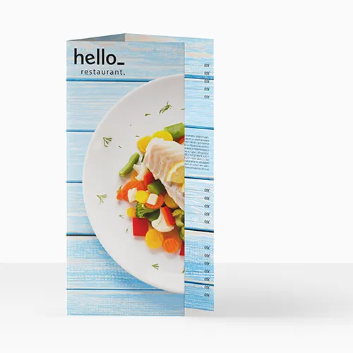Cartas de restaurante con diseño de dos pliegues